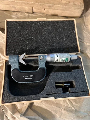 Mitutoyo 114-121 Five Flute V-Anvil Micrometer, Range 5-25mm, Graduation 0.01mm