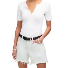 Madewell The Brynn Long Short Pure White Low Slung Rigid Denim Relaxed Sz 33 NEW