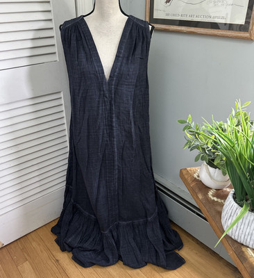 Ichiche Maxi Dress Womens One Size Gray Cotton Shift Minimalist Lagenlook Boho