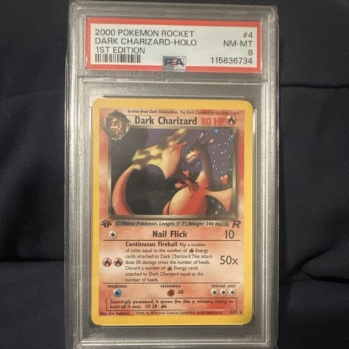 Pokémon Dark Charizard Holo 1st Edition Team Rocket 4/82 PSA 8