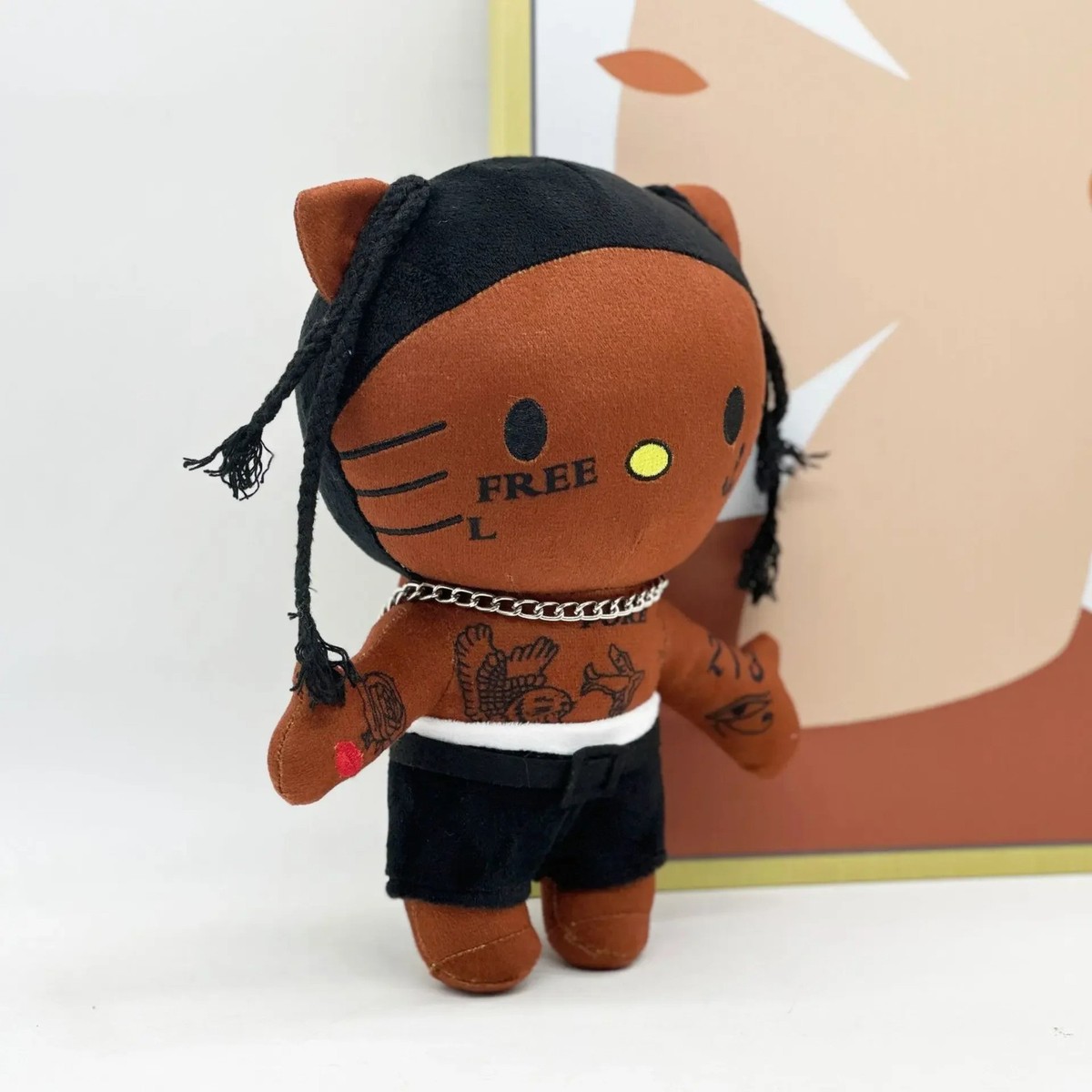 Hello Kitty As TRAVIS SCOTT Rapper Plush Doll Soft Stuffed Figure
