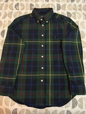 RALPH LAUREN Green Kids Plaid Poplin Shirt M ...
