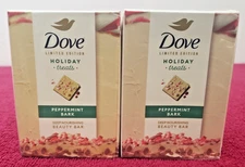 Dove LIMITED EDITION Holiday Treats Beauty Bars_PEPPERMINT BARK_2 PACKS_4 BARS!