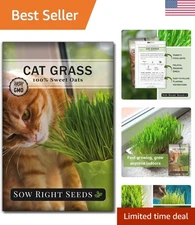 Cat Grass Seeds for Planting - 100% Sweet Oats - Non-GMO Heirloom Healthy Gre...