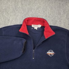 Vintage Nautica Competition Sweater Mens Medium Fleece Quarter Zip Made USA 90s