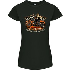 Camiseta Las Vegas Biker Fest Motocicleta Moto Mujer Corte Pequeño