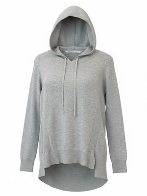 Athleta Light Gray Hooded Knit Pullover - Size Medium