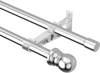 Gardinenstange Ausziehbar Edelstahl Silber 76-332Cm Mit Halterungen
