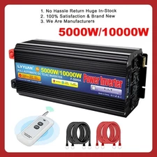 5000W 10000W Power Inverter DC 12V to AC 110V Converter W/ 4 Sockets USB Remote