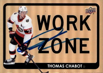 Thomas Chabot Signed Auto 2021-22 Upper Deck Work Zone card Ottawa Senators