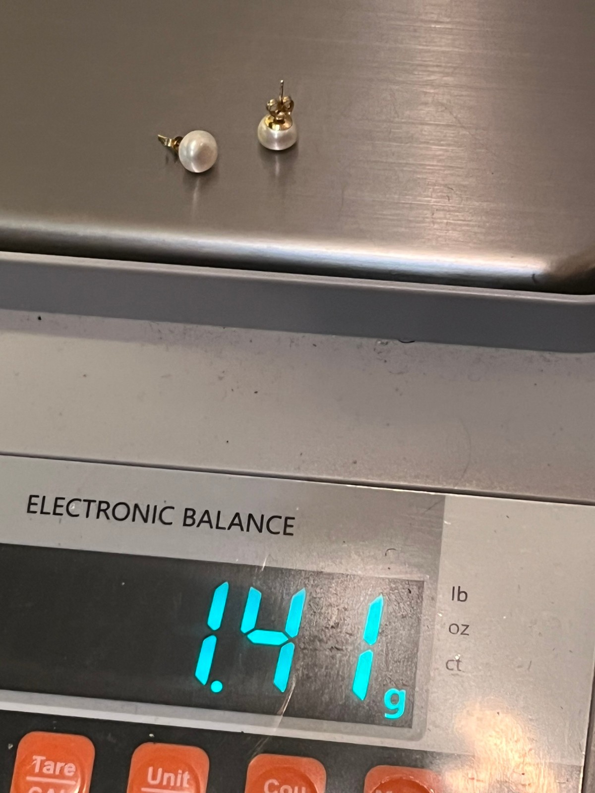 14k Solid Yellow Gold White Button Freshwater Pea… - image 5