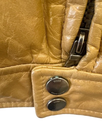 HUGO BOSS Single Leather Riders Jacket Men's Size 48 Brown image 8
