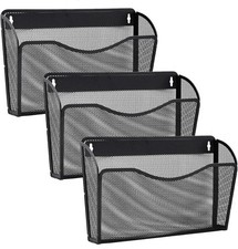 3 Pack Wall File Organizer, Mesh Wall File Pocket Mail Organizer Hanging Metal
