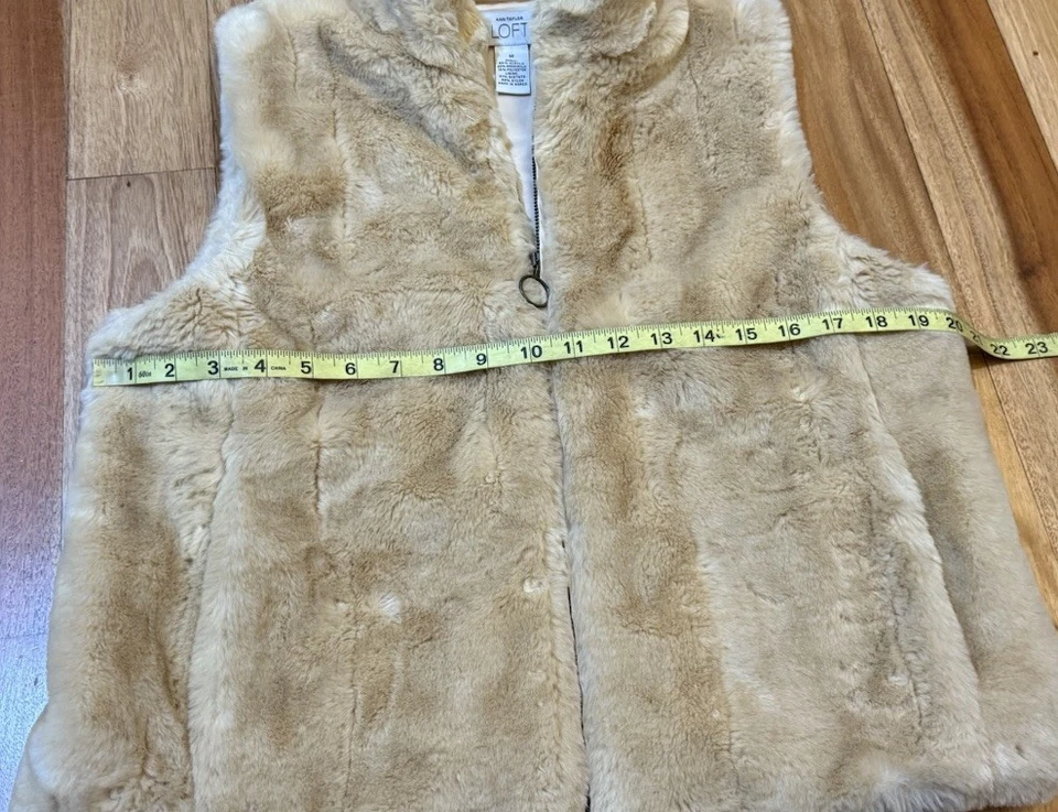 CHALECO VINTAGE ANN TAYLOR IMITACIÓN PIEL TALLA MEDIANA SUAVE CREMALLERA COMPLETA BEIGE Foto 4 de 4