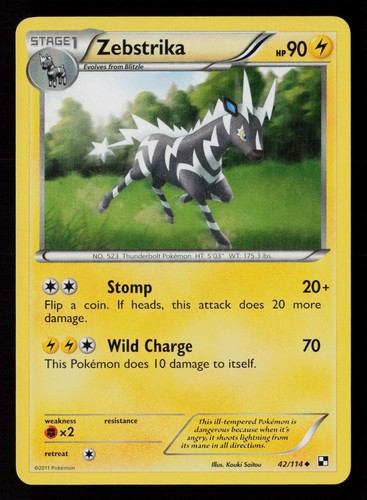 Zebstrika (42) Black and White 42/114 LP Pokemon
