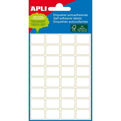 Klebeetiketten Apli 12x30mm Weiß 144 Stück, Etiketten, Aufkleber