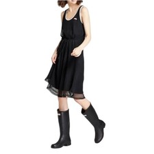 Hunter x Target Black Sleeveless Mesh Drawstring Racerback Midi Dress, Medium