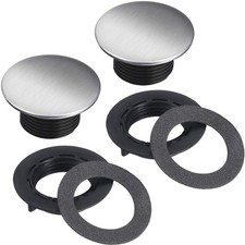 2 Pieces Kitchen Faucet Hole Cover Sink Tap Hole Cover Brushed Stainless Stee...