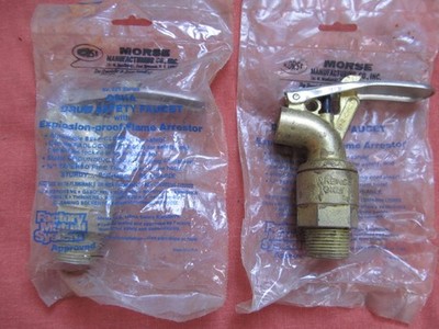 2- MORSE NO. 625, OSHA FLAME ARRESTOR DRUM SAFETY FAUCETS, BRASS, 3/4'' , NEW