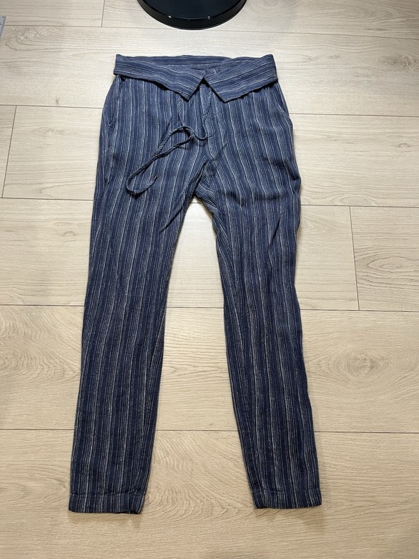 Vince Fold Over Waist Draw String With Button Down Fly Pants Women’s Blue Size4
