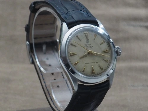 Rolex Tudor Oyster Royal 7904 34mm Steel Ivory Dial Rolex Crown Serviced Vintage