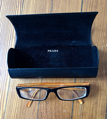 PRADA SPR 67F Women's Black Rectangular Full-Rim Eyeglasses Frames 52-16