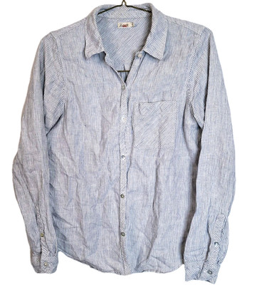 Faherty Laguna 100% Linen Shirt Women's Sz S University Striped Shell Button Up