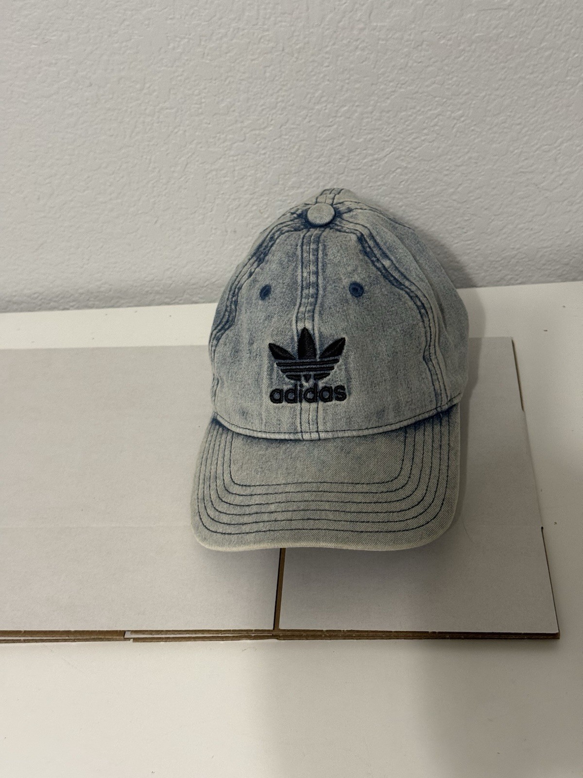 ADIDAS Originals Trefoil Denim Strapback Hat OSFW Blue Washed Cotton Cap