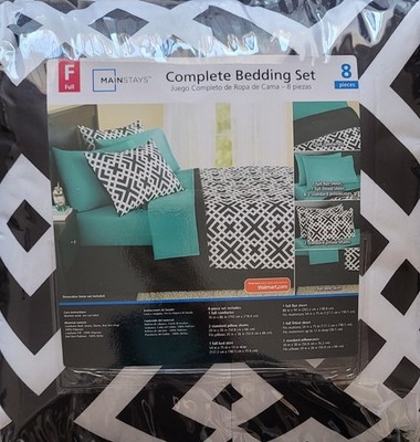 Mainstays Complete Bedding Set Twin 8 Pieces Black white