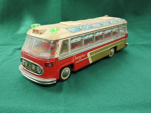 MF 812 CHINA 1960s LITHO TIN FRICTION POWERED SHANGHAI TOURING BUS 14 1/2" 37cm - Picture 2 of 8