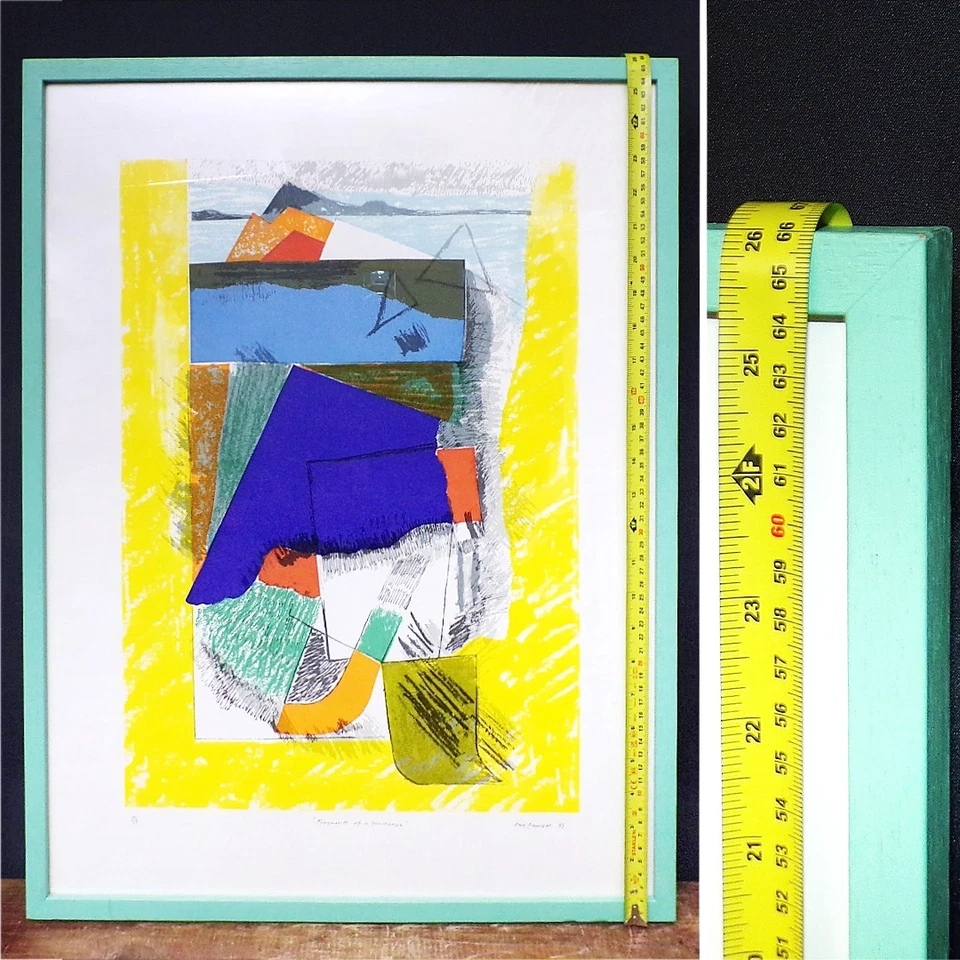 Винтажная трафаретная печать 1970-х абстрактная в рамке подписанная оригинальная ограниченный выпуск искусство - Изображение 4 из 4