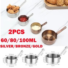2x Mini Pot Frying Stainless Steel Gravy Sauce Pan Non Stick Saucepan Cup UK