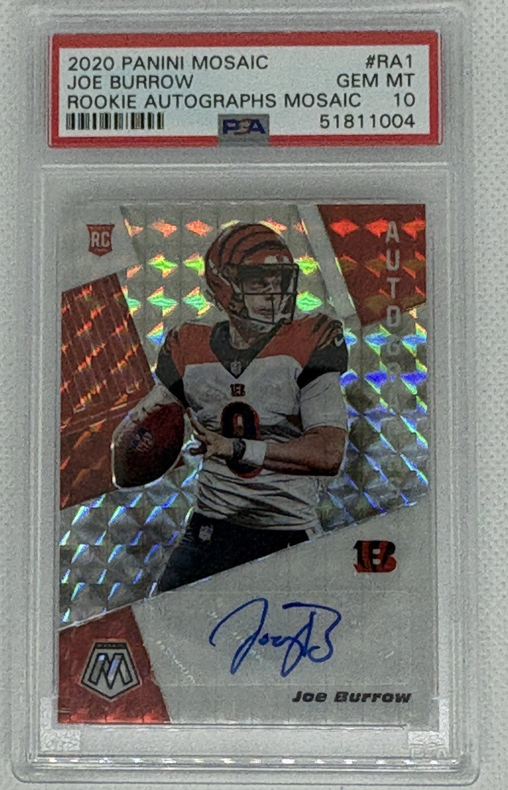 2020 PANINI MOSAIC RC AUTOS MOSAIC #RA1 JOE BURROW PSA 10 AUTO RARE