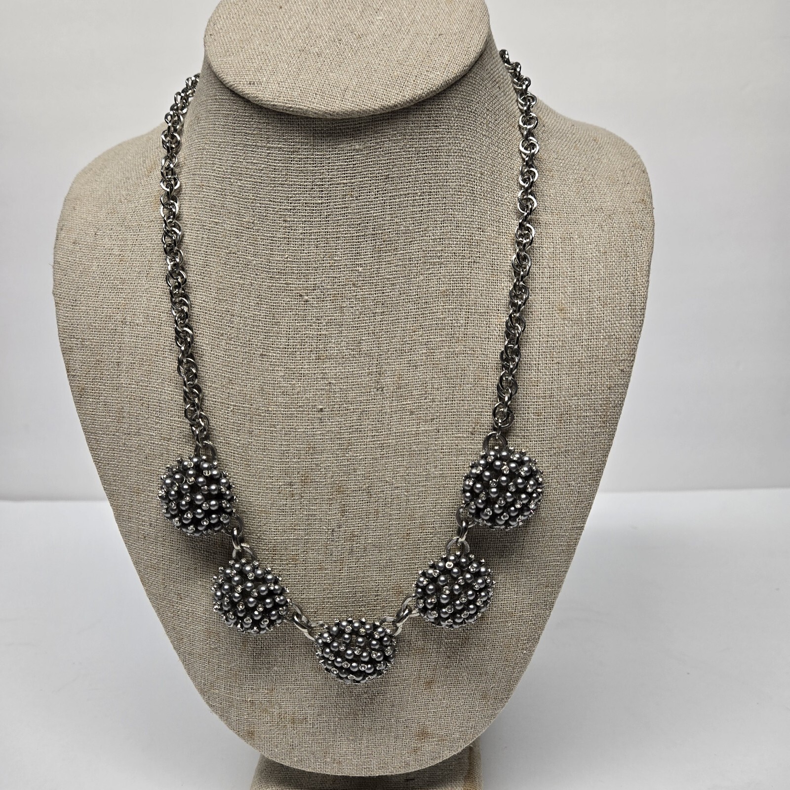 Talbot's Silver Tone  Chain Link Statement Neckla… - image 1