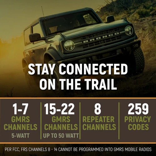 Radio móvil resistente Rambler G4 GMRS largo alcance FRS Jeep camping todoterreno 46 vatios - Imagen 15 de 16