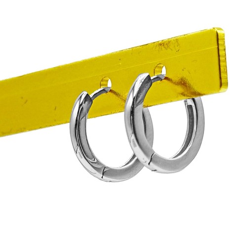 Par De Pendientes de Aro Liso de Plata 925 Rodiado - Hoops Collection - Imagen 6 de 51