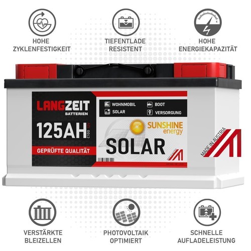 Solarbatterie 125Ah 12V Wohnmobil Boot Wohnwagen Schiff Batterie 100Ah 120Ah - Bild 3 von 5