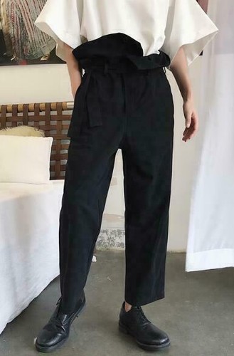 Mens Vintage Black High Waist Loose 