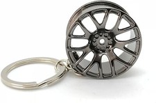 Gunmetal Wheel Keychain Automotive Part Car Gift Key Chain Ring