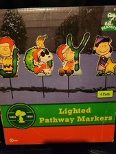 Snoopy And Peanuts Holiday Lighted Pathway Markers Outdoor Charlie Brown JOY