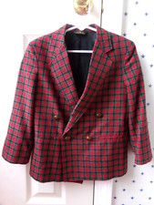 Vtg Boys Sport Suit Coat Size 5 Red Blazer Brass Gold Buttons USA PLAID y2k Xmas