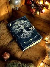 400 Page Large Blank Spell Book of Shadows Tree of Life Handmade Vintage.