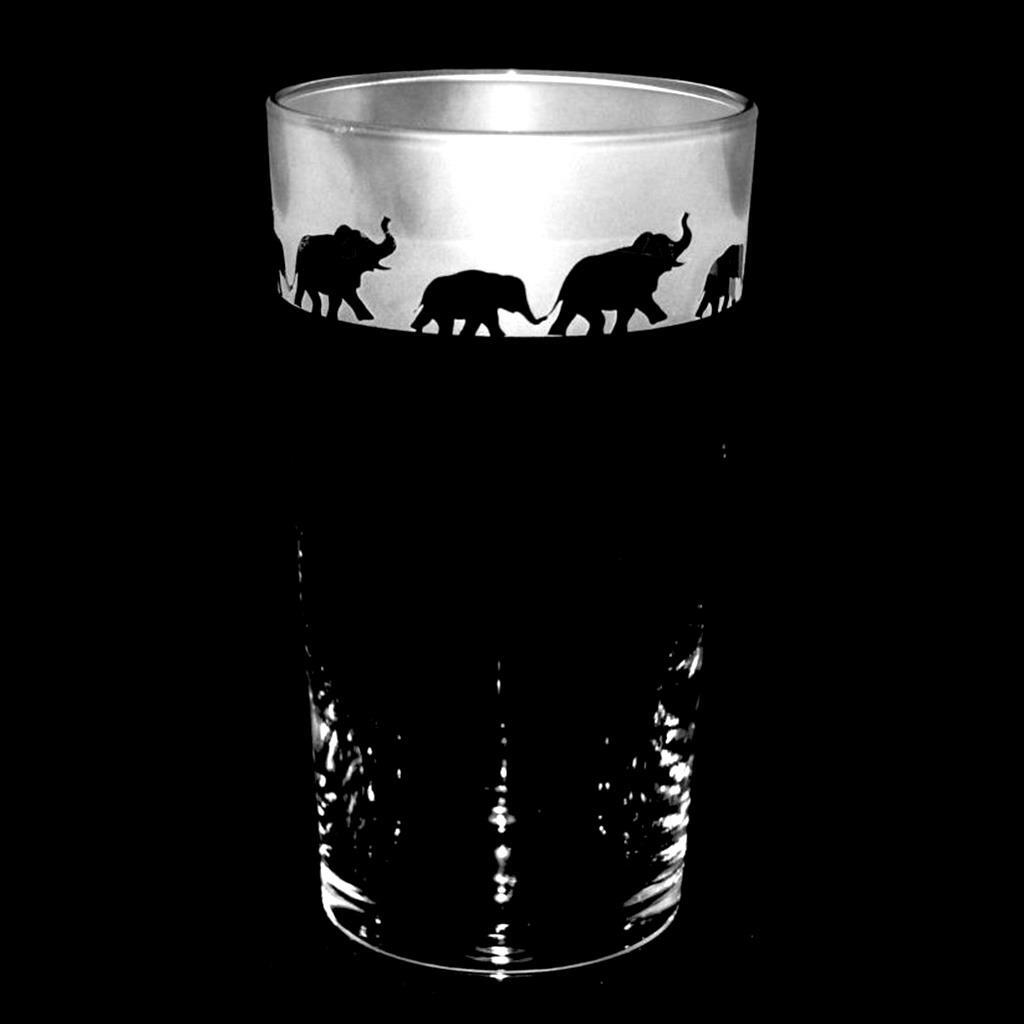 Beer Pint Glass Hand Etched Decorative Drinking Animal Gift For Him Elephant