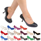 WOMENS LADIES MID HEEL CASUAL SMART WORK PUMP COURT SHOES SIZE 3-8