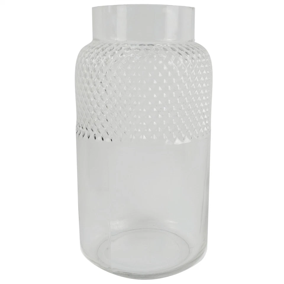 Leaf 29cm Clear Glass Diamond Vase White 29cm