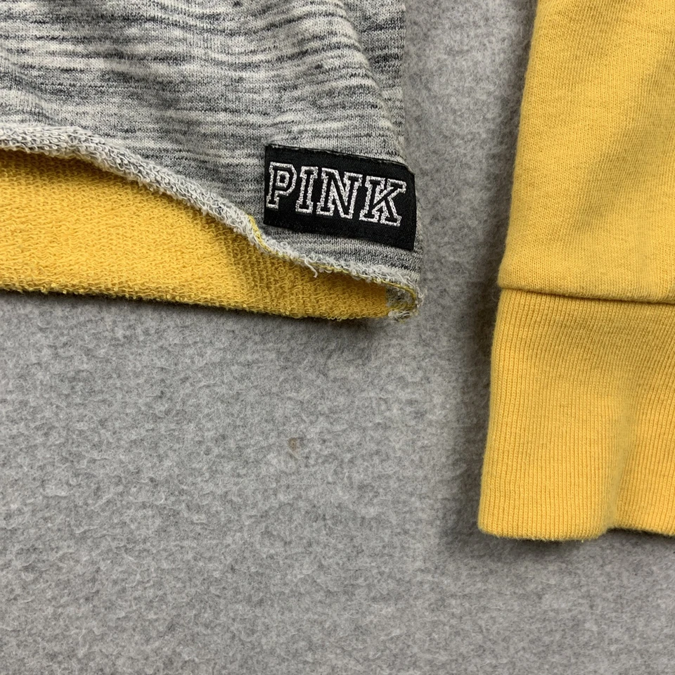 PINK By Victoria Secret Sudadera Mujer M Amarillo Recortado Pullover Botón A Presión Foto 3 de 4