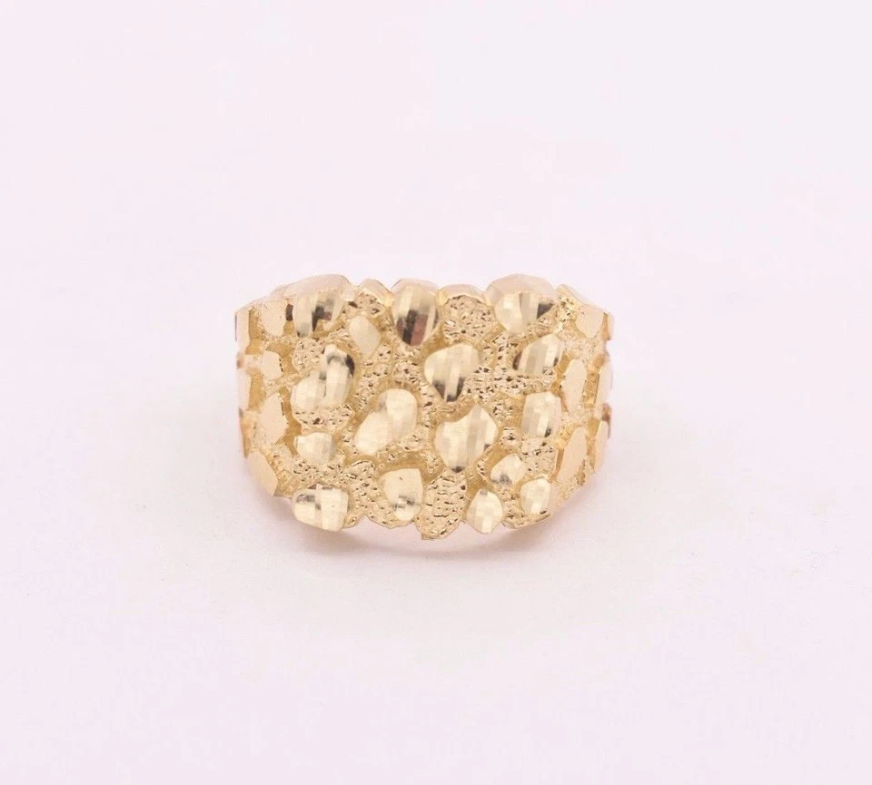 Mens Large Nugget Square Ring Real Solid 10K Yellow Gold ALL SIZES - Image 3 of 4