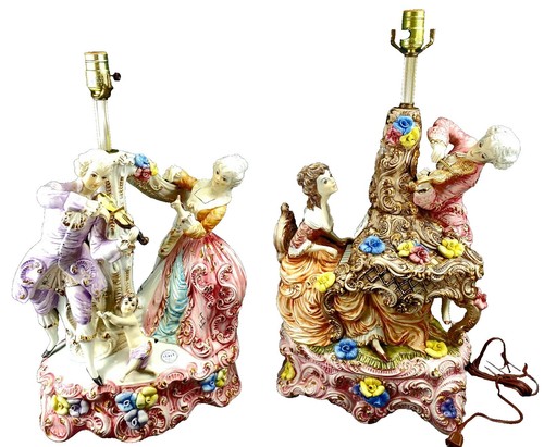 Azzolin Brothers Capodimonte Lamps!! Figural Musicians Trio XLG | eBay