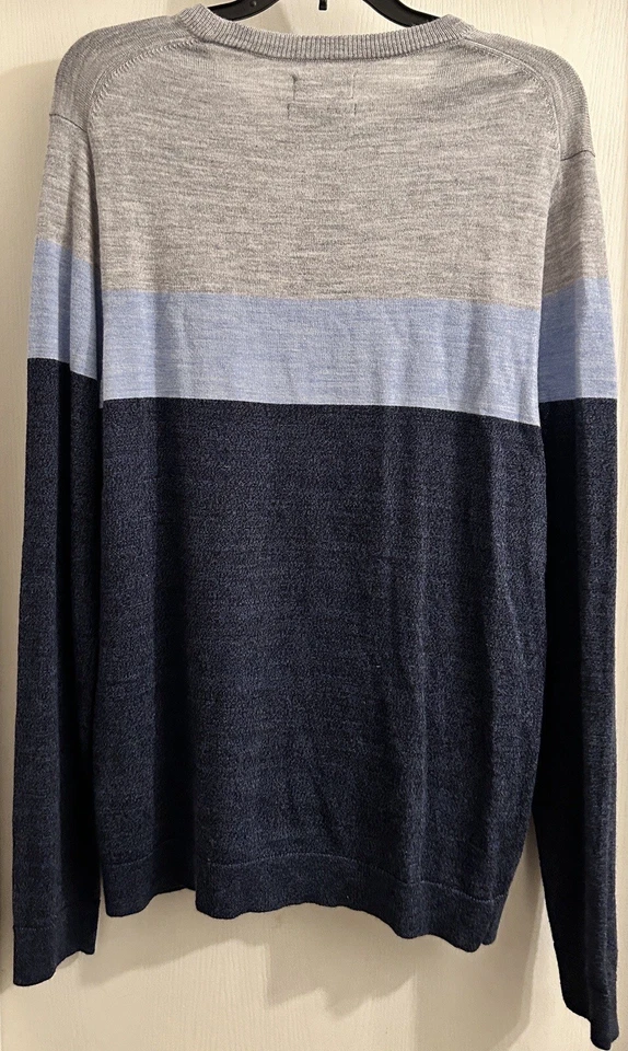 Suéter masculino Apt 9 color block pulôver macio mistura de lã merino tamanho médio - Imagem 2 de 3