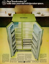 1968 GENERAL ELECTRIC Refrigerator FoodCenter 24 Side by Side Vintage Print Ad